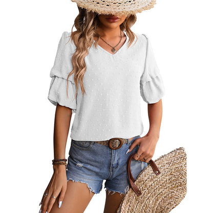 Blouse à manches bouffantes et col en V